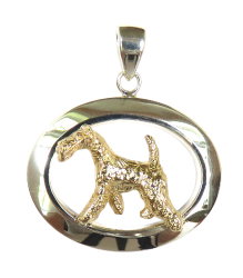 Airedale Terrier in Glossy Oval Pendant