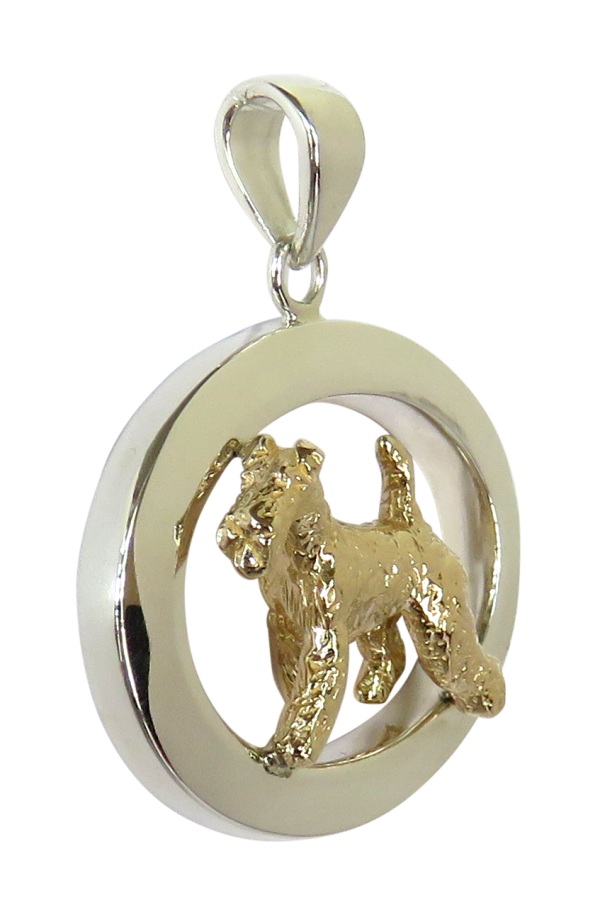 Airedale Terrier in Glossy Oval Pendant - Front View