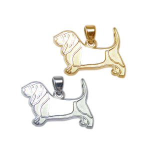 Basset Hound Charm or Pendant in Sterling Silver or 14K Gold