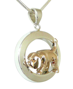 Sterling Silver or 14K Gold Beagle Tracking in Glossy Oval - Front View