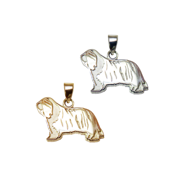 Bearded Collie Charm or Pendant in Sterling Silver or 14K Gold