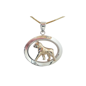 14K Gold or Sterling Silver Boston Terrier in Glossy Oval