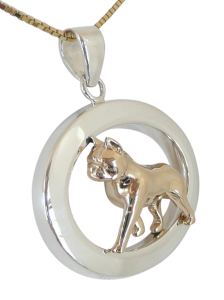 14K Gold or Sterling Silver Boston Terrier in Glossy Oval - Front View
