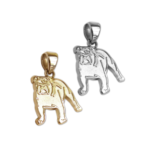 Bulldog Charm or Pendant in Sterling Silver or 14K Gold