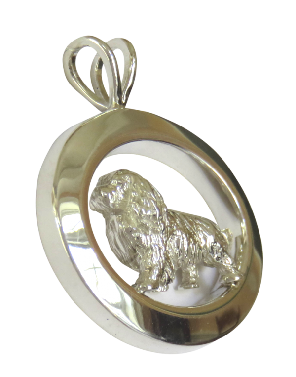 14K Gold or Sterling Silver Cavalier King Charles Spaniel in Glossy Oval Pendant