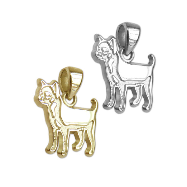 Smooth Chihuahua Charm or Pendant in Sterling Silver or 14K Gold