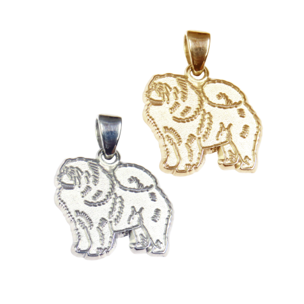 Chow Chow Charm or Pendant in Sterling Silver or 14K Gold