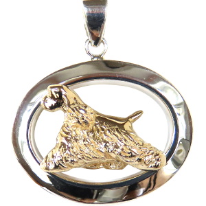 14K Gold or Sterling Silver Cocker Spaniel in Glossy Oval Pendant