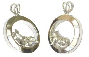 14K Gold or Sterling Silver Pembroke Welsh Corgi in Glossy Oval Pendant