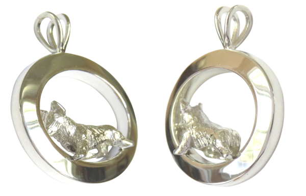 14K Gold or Sterling Silver Pembroke Welsh Corgi in Glossy Oval Pendant