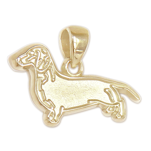 Smooth Dachshund Charm or Pendant in Sterling or 14K Gold