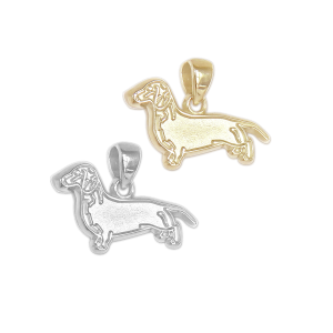 Smooth Dachshund Charm or Pendant in Sterling Silver or 14K Gold
