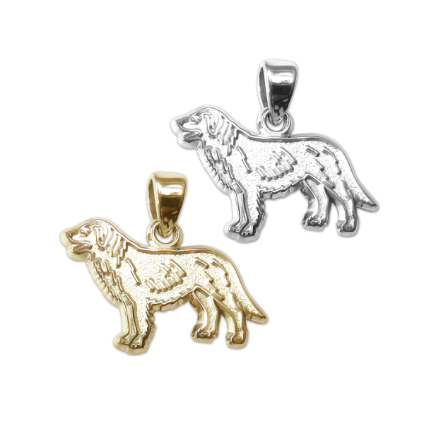 Flat Coated Retriever Charm or Pendant in Sterling Silver or 14K Gold