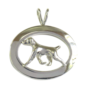 14K Gold or Sterling Silver German Shorthaired Pointer in Glossy Oval Pendant
