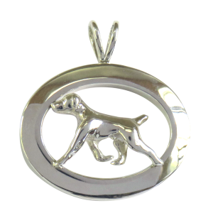 14K Gold or Sterling Silver German Shorthaired Pointer in Glossy Oval Pendant