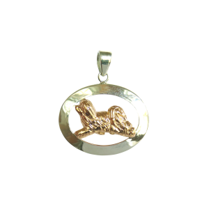 14K Gold or Sterling Silver Havanese in Glossy Oval Pendant