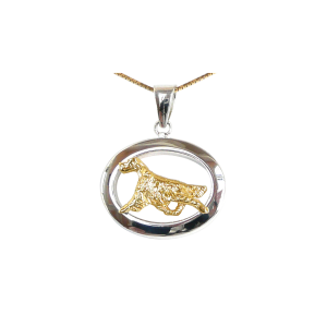 14K Gold or Sterling Silver Irish Setter in Glossy Oval Pendant