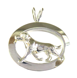 14K Gold or Sterling Silver Labrador Retriever in Glossy Oval Pendant