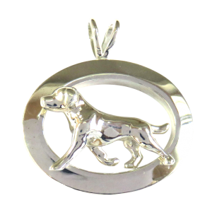14K Gold or Sterling Silver Labrador Retriever in Glossy Oval Pendant