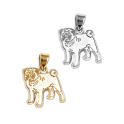 Pug Charm or Pendant in Sterling Silver or 14K Gold