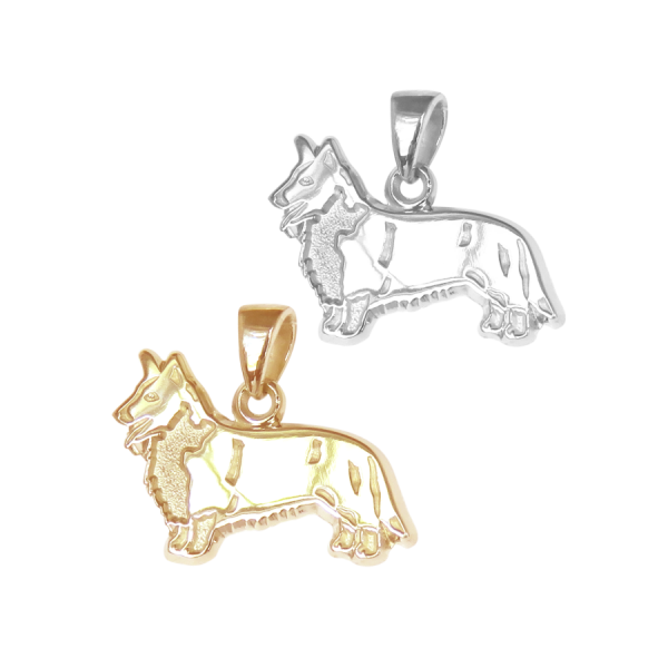 Cardigan Welsh Corgi Charm or Pendant in Sterling Silver or 14K Gold