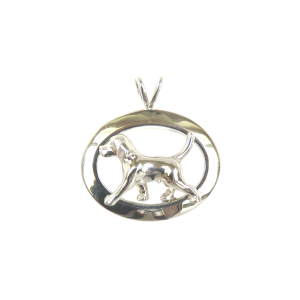 14K Gold or Sterling Silver Trotting Beagle in Glossy Oval Pendant