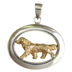 14K Gold or Sterling Silver Trotting Bernese Mountain Dog in Glossy Oval Pendant