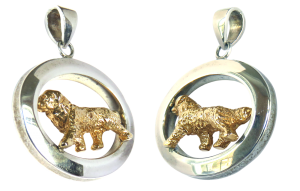 14K Gold or Sterling Silver Trotting Bernese Mountain Dog in Glossy Oval Pendant