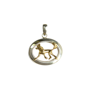 14K Gold or Sterling Chinese Crested in Glossy Oval Pendant