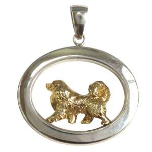 14K Gold or Sterling Great Pyrenees in Large Glossy Oval Pendant