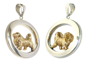 14K Gold or Sterling Great Pyrenees in Large Glossy Oval Pendant