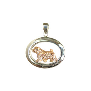 14K Gold or Sterling Silver Norfolk Terrier in Glossy Oval Pendant