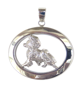 14K Gold or Sterling Silver Papillion in Glossy Oval Pendant