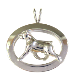 14K Gold or Sterling Silver Rottweiler in Glossy Oval Pendant