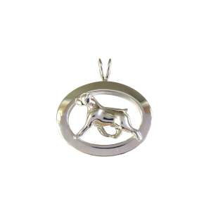 14K Gold or Sterling Silver Rottweiler in Glossy Oval Pendant