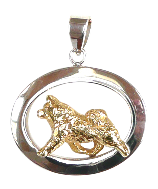 14K Gold or Sterling Silver Samoyed in Glossy Oval Pendant