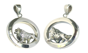 14K Gold or Sterling Silver Shetland Sheepdog - Sheltie - in Glossy Oval Pendant