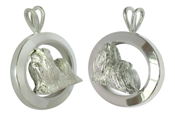 14K Gold or Sterling Silver Shih Tzu in Glossy Oval Pendant