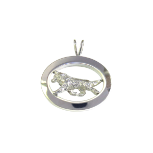 14K Gold or Sterling Silver Siberian Husky in Glossy Oval Pendant