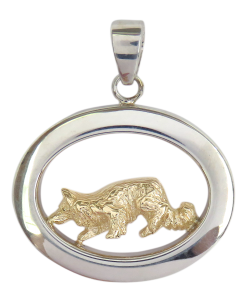 14K Gold or Sterling Silver Border Collie in Glossy Oval Pendant