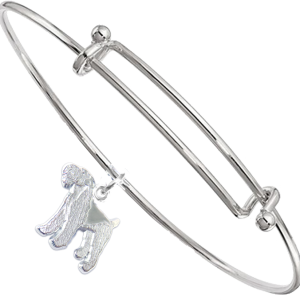 Sterling Silver Airedale Terrier Charm Pendant on Bangle Bracelet