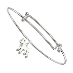Sterling Silver American Staffordshire Terrier Charm Pendant on Bangle Bracelet