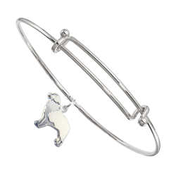 Sterling Silver Australian Shepherd Charm Pendant on Bangle Bracelet