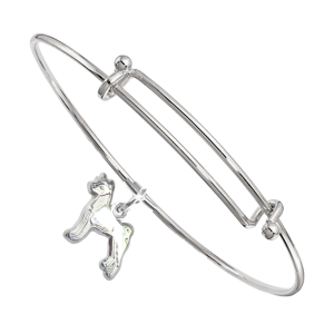 Sterling Silver Basenji Charm Pendant on Bangle Bracelet