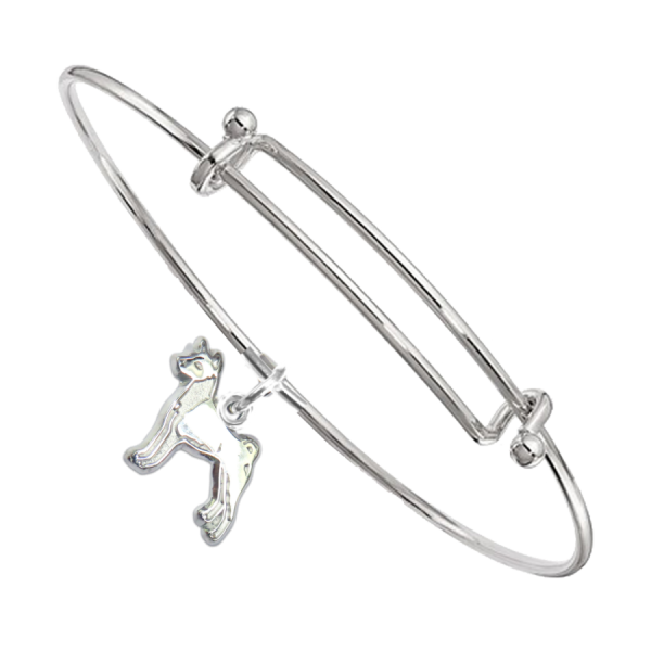 Sterling Silver Basenji Charm Pendant on Bangle Bracelet