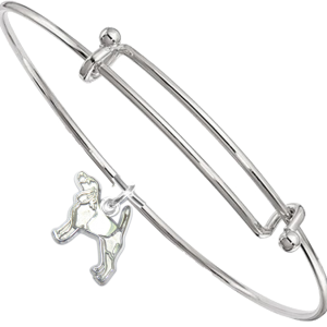 Sterling Silver Beagle Charm Pendant on Bangle Bracelet