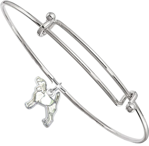 Sterling Silver Beagle Charm Pendant on Bangle Bracelet