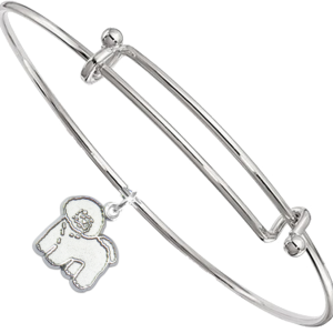 Sterling Silver Bichon Frise Charm Pendant on Bangle Bracelet
