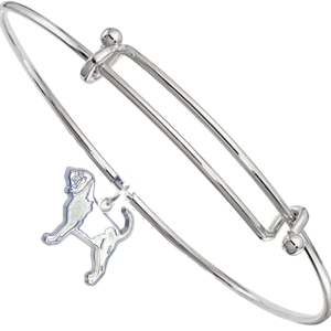 Sterling Silver Bloodhound Charm Pendant on Bangle Bracelet
