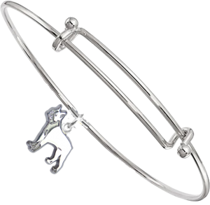 Sterling Silver Boston Terrier Charm on Bangle Bracelet